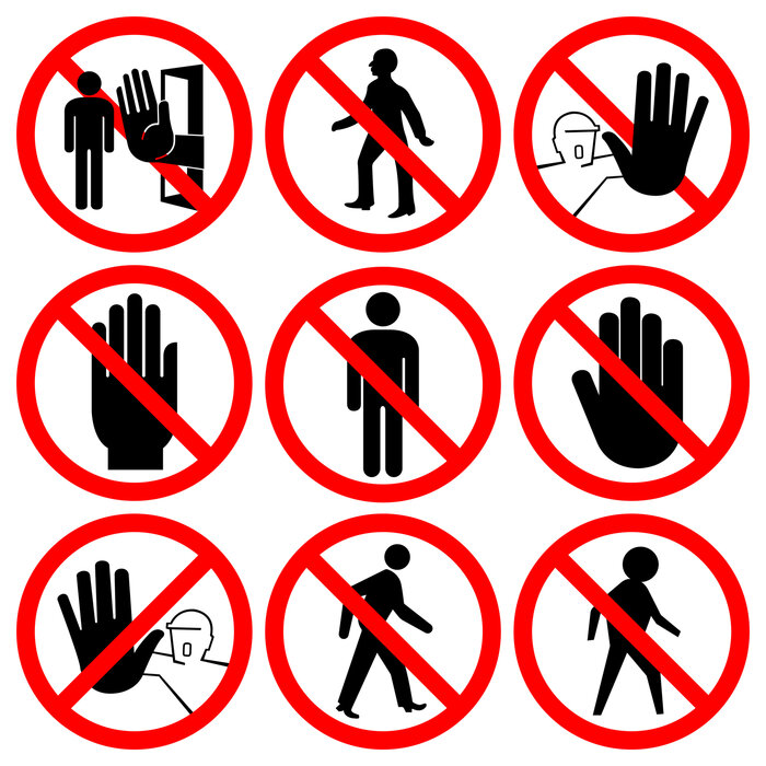 series of "do not" icons