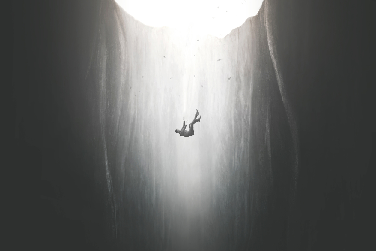 Illustration of a man in free fall